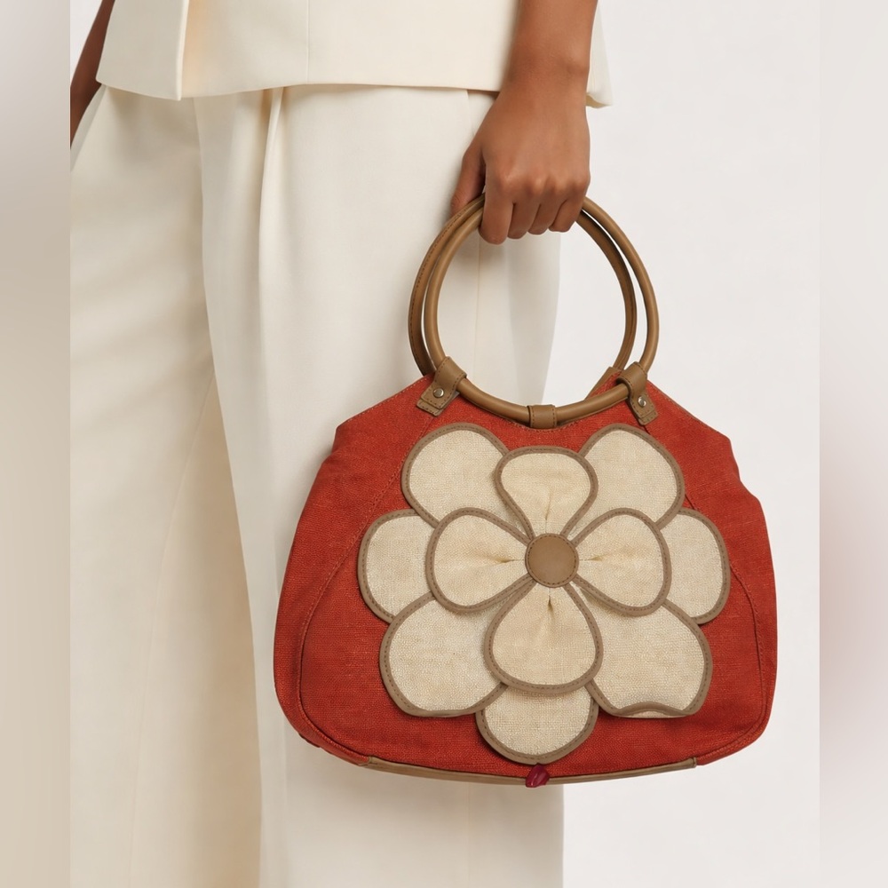 Elegant Red Floral Tote Bag